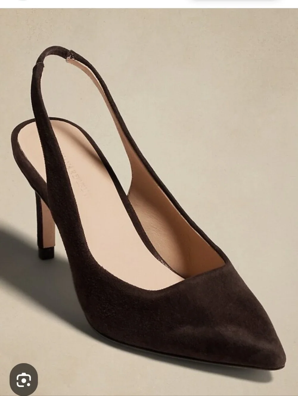 Banana Republic Black Suede Pointed Toe Slingback Heels